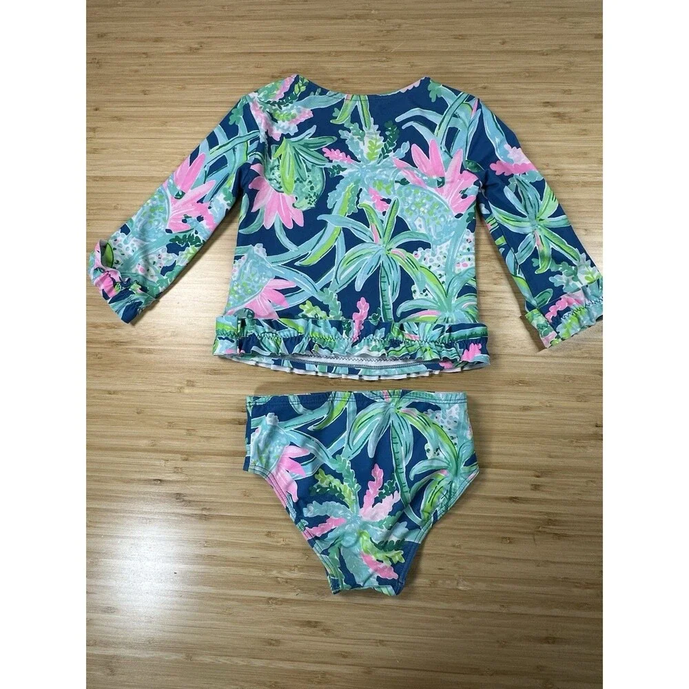 Lilly Pulitzer Margo UPF 50 Rashguard 2-piece Set Macaw Blue Sweet Escape Girl 2